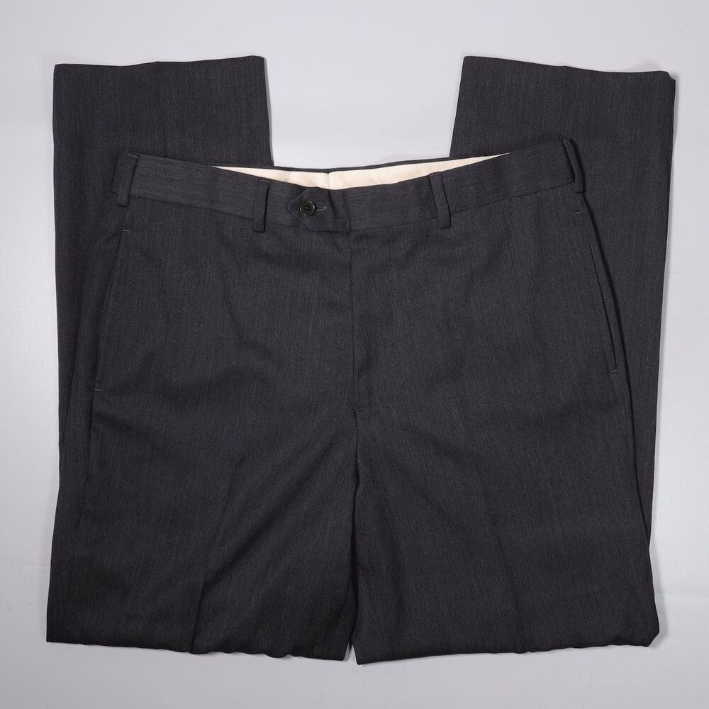 Brooks Brothers Madison Wool Dress Pants Trousers Gray Made in USA Mens 35 x 30